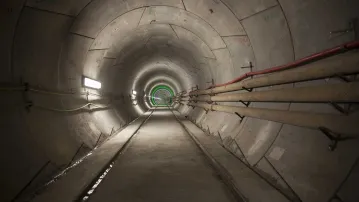 Pouring the concrete apron in the tunnel