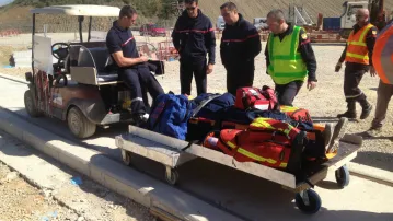 Simulacro de accidentes en Montesquieu-des-Albères con presencia de bomberos