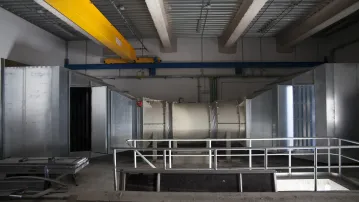 Tunnel entrance platform and technical building in La Jonquera